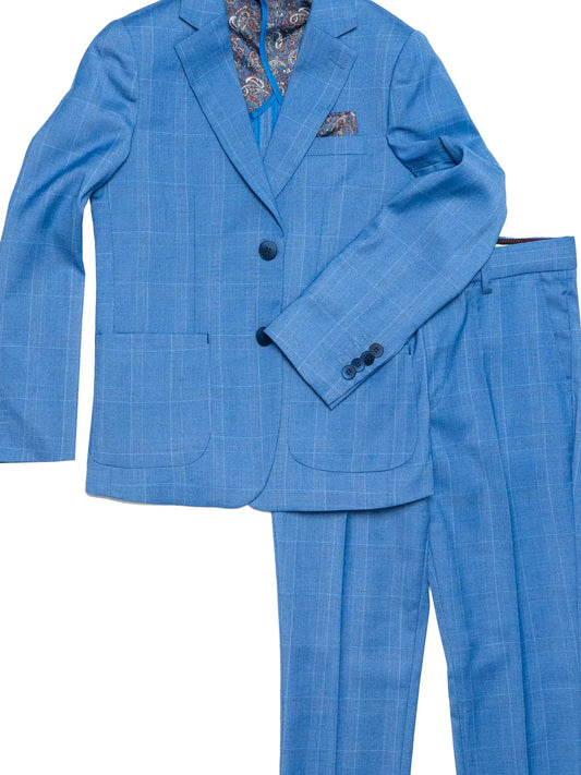 Isaac Mizrahi - Boys Cobalt Plaid Suit