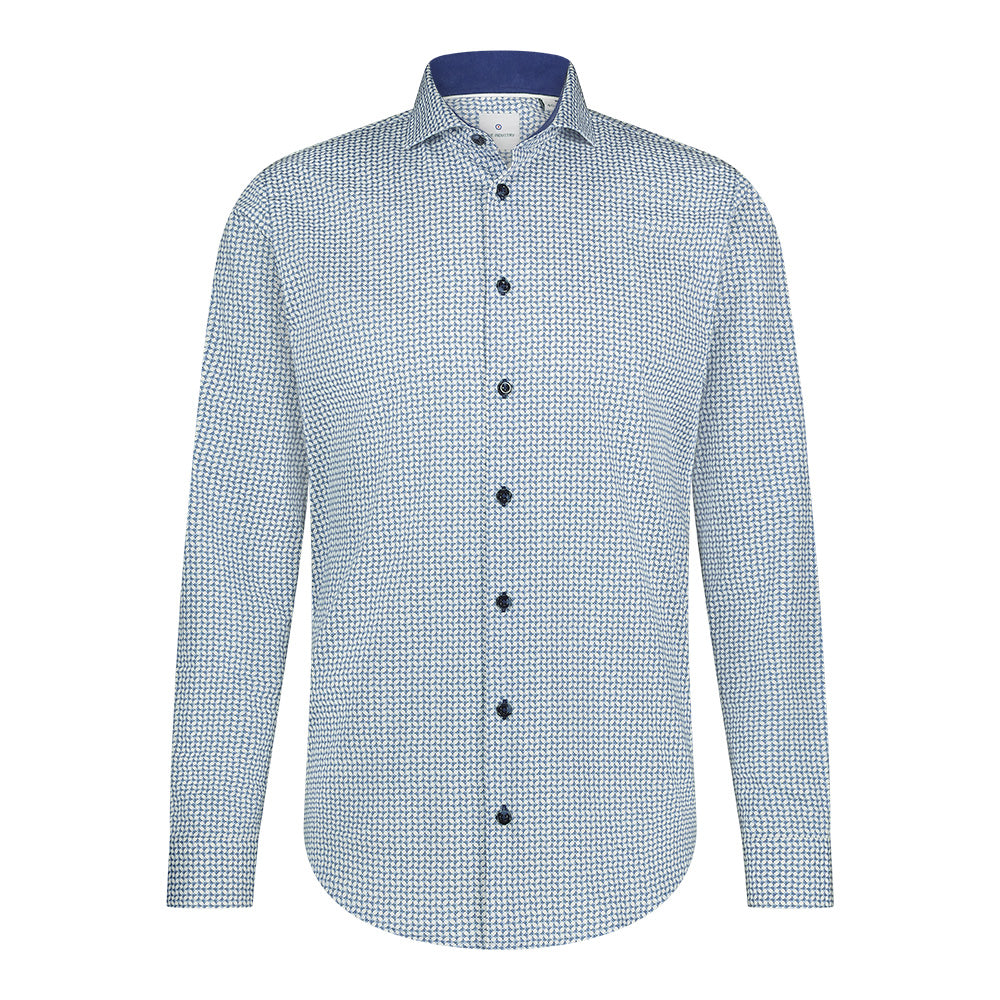 BLUE INDUSTRY - Long Sleeve Stretch Dress Shirt in Navy