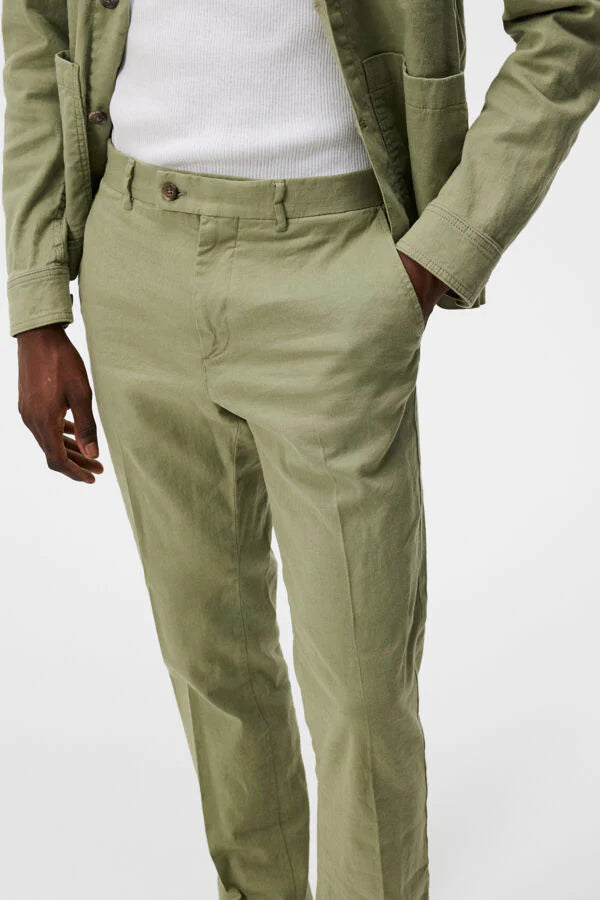 J.LINDEBERG - Lois Linen Stretch Pants in Oil Green