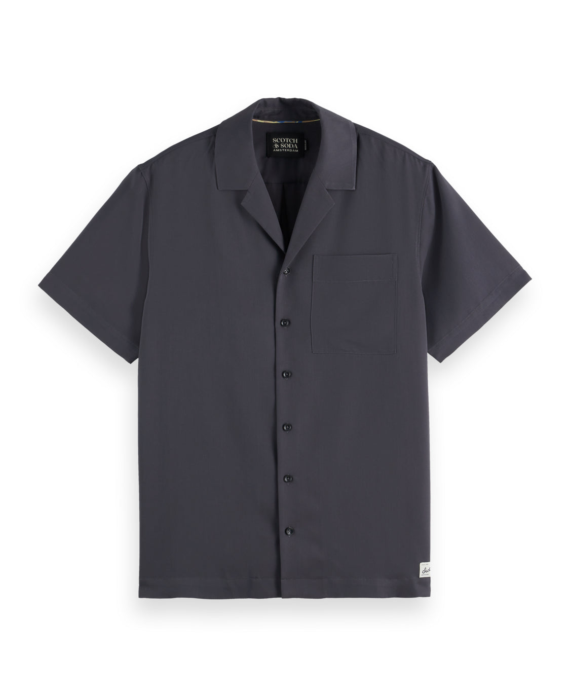 SCOTCH & SODA - Sateen Short Sleeved Shirt in Washed Black