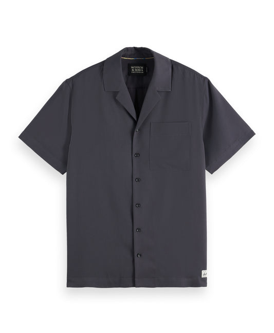 SCOTCH & SODA - Sateen Short Sleeved Shirt in Washed Black