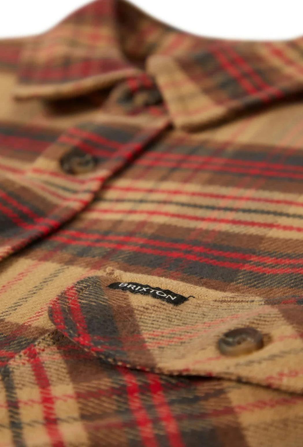 BRIXTON - Bowery Flannel - Curry/Washed Black/Crimson