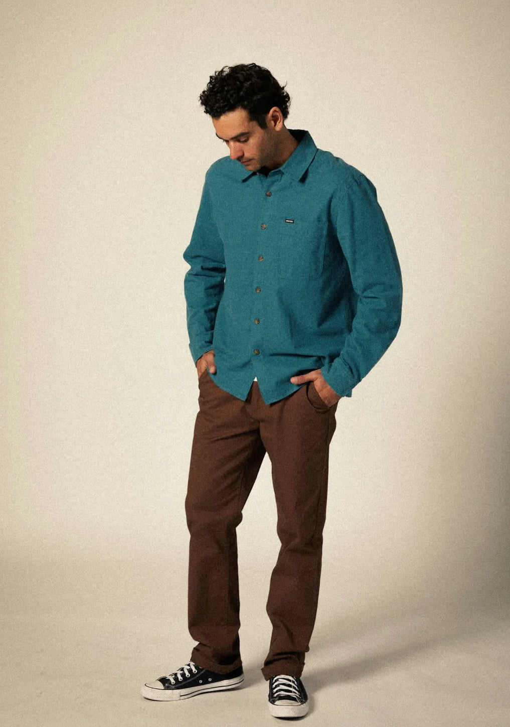 BRIXTON - Hasting Kapok Flannel - Heather Aquatic