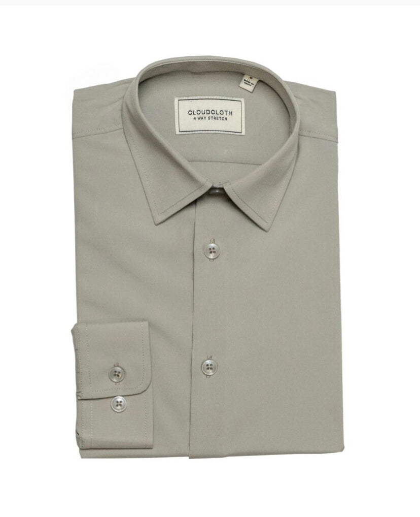 Cloud Cloth - Boys 4 way Stretch Kids Shirt (Light Grey)