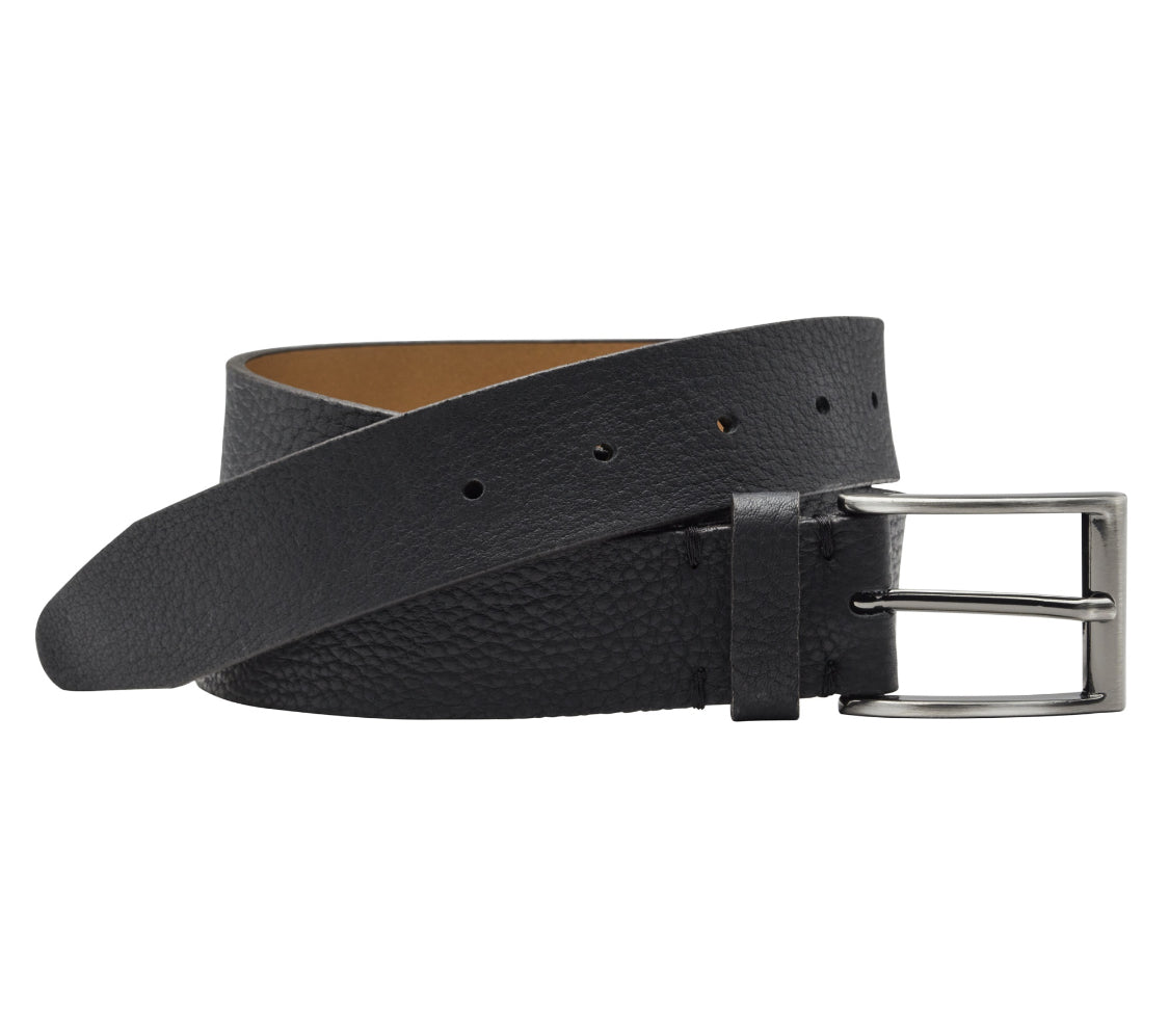 JOHNSTON & MURPHY - Soft Pebbled Belt in Black