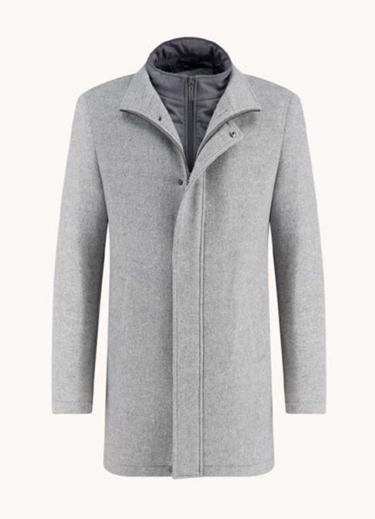 A FISH NAMED FRED - Funnel Neck Coat in Grey