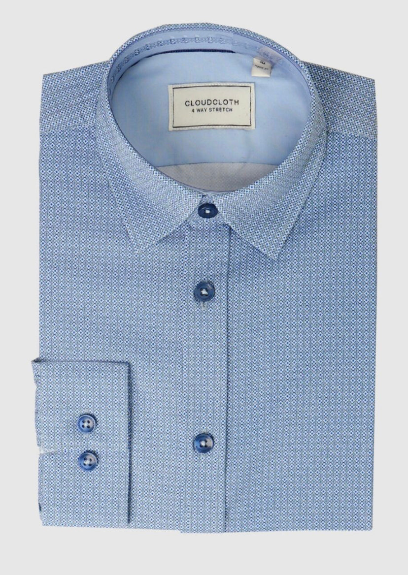 Cloud Cloth - Boys 4 way Stretch Kids Shirt (Blue Pattern)