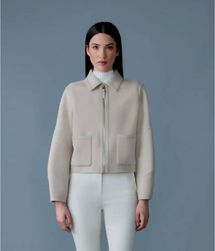 MACKAGE - SOLANA Double-Face Wool balloon sleeved short jacket