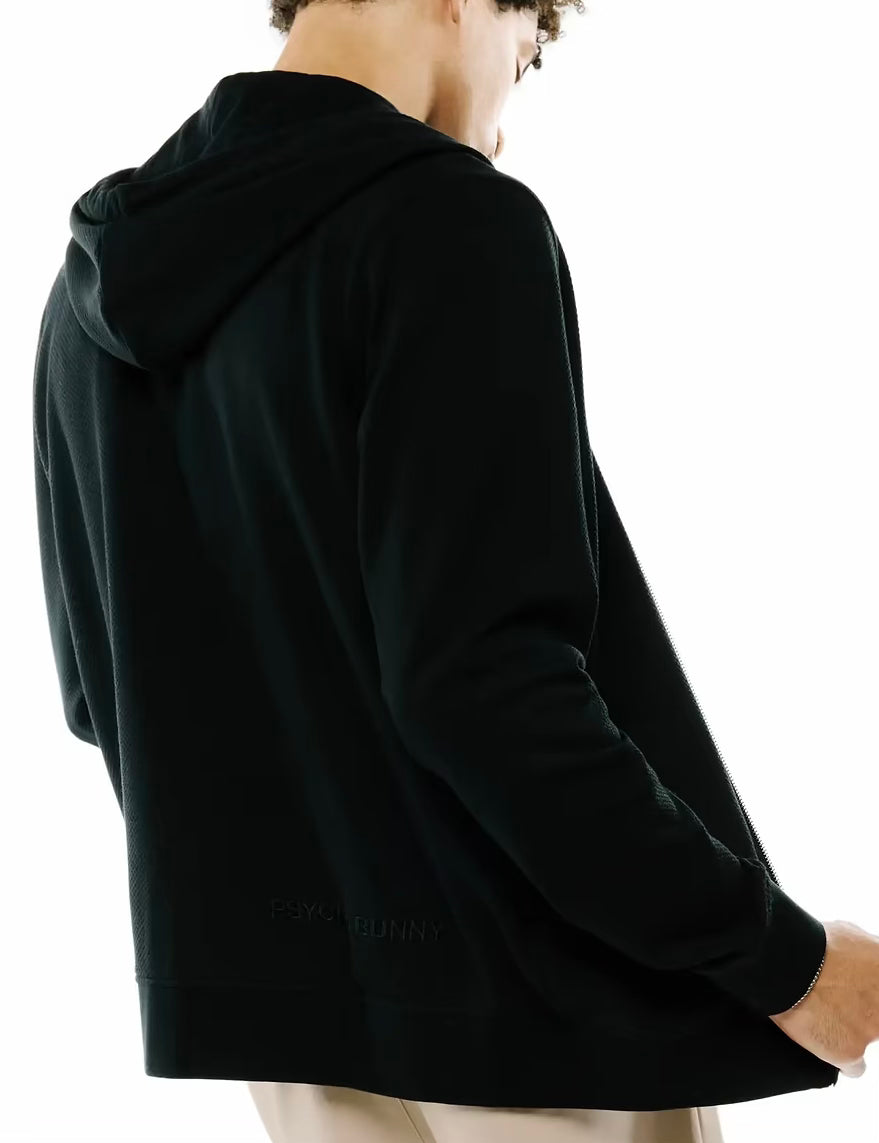 PSYCHO BUNNY - Marc Textured Full Zip Hoodie (Black)