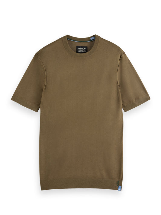 SCOTCH & SODA - Knitted Regular Fit T-Shirt in Golden Brown