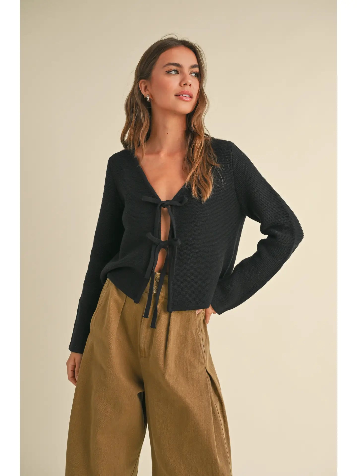 MIOU MUSE - Knit Tie Cardigan