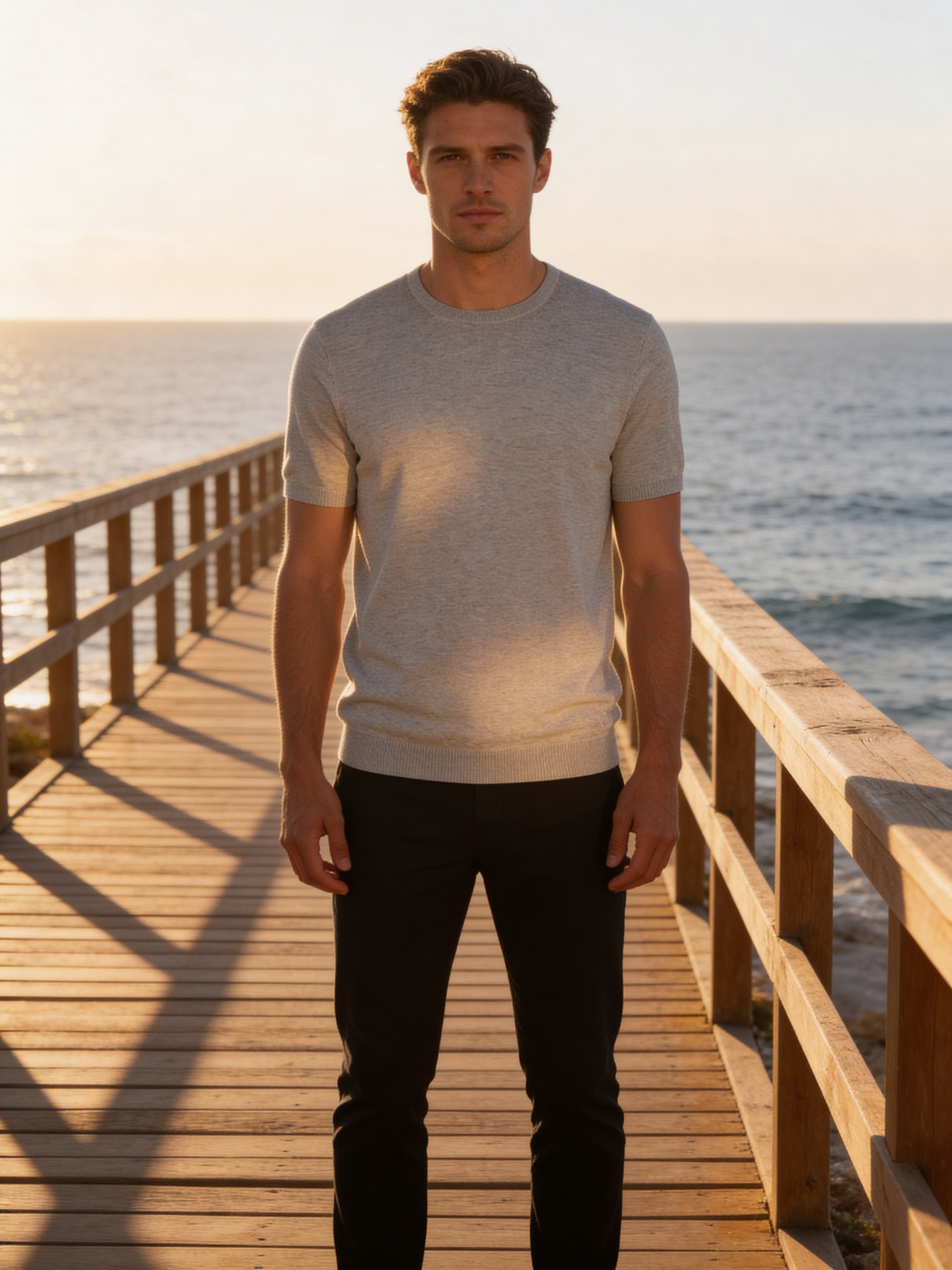 BLUE INDUSTRY - Luxe Knit Tee in Grey