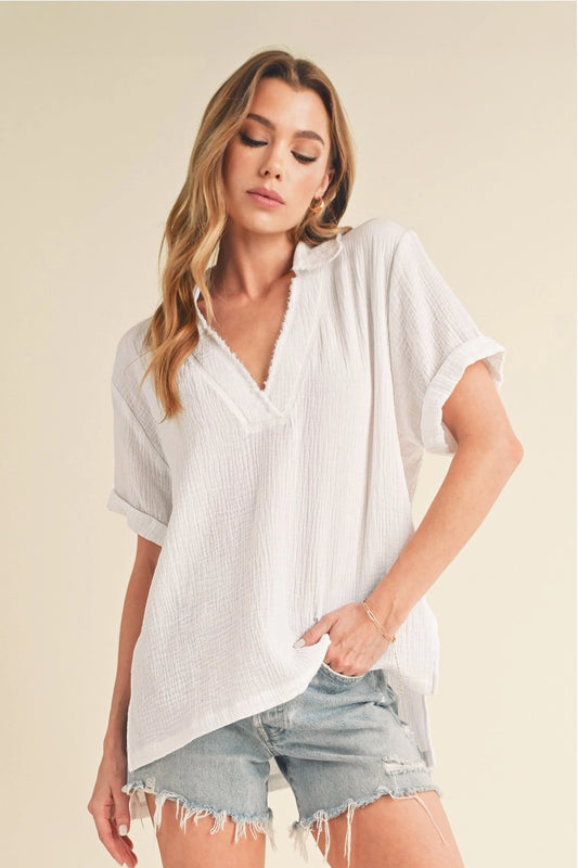 AEMI - Collared Short Sleeve Top