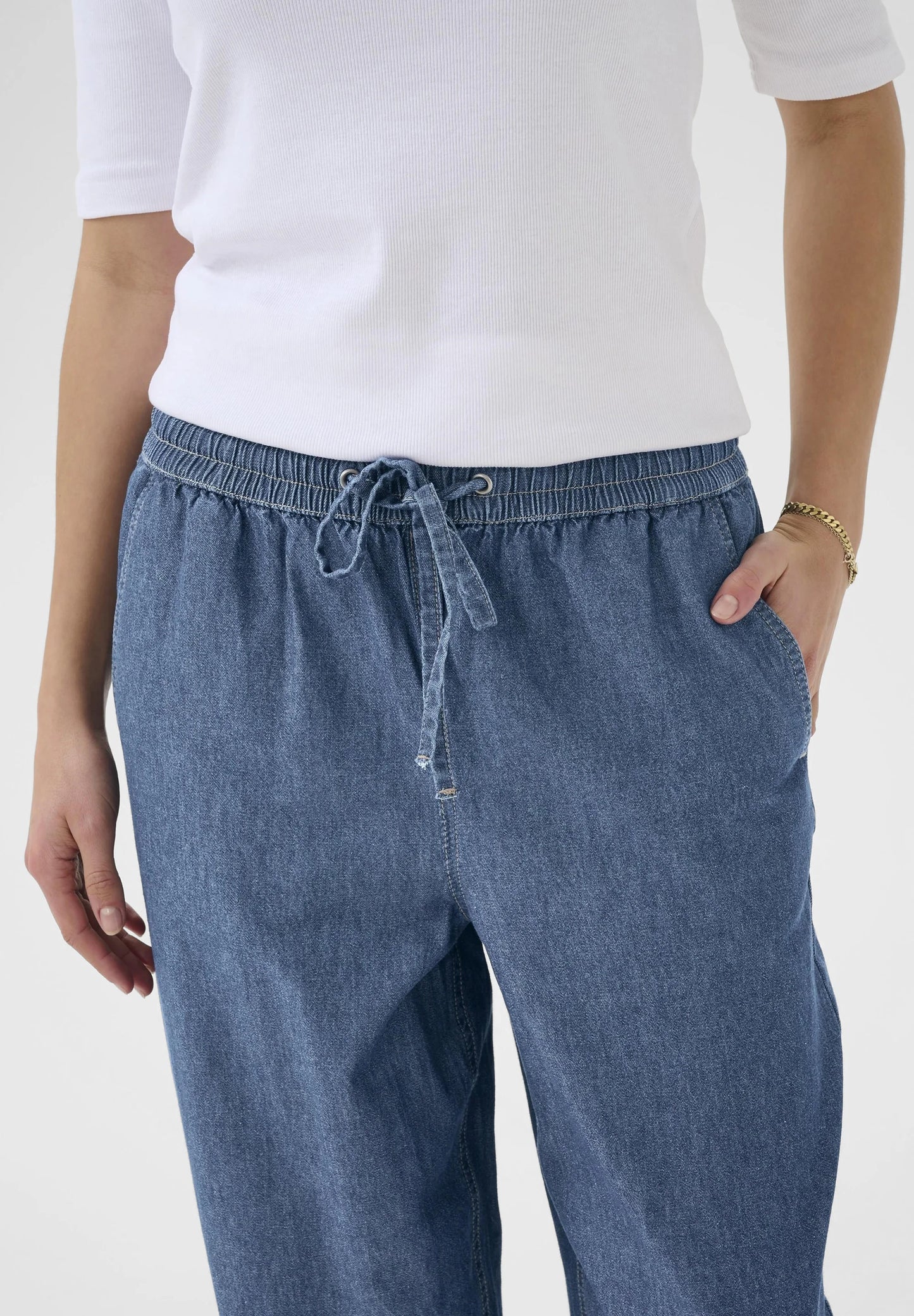 Kaffe - Luise Barrel Relaxed fit jeans - dark blue chambray