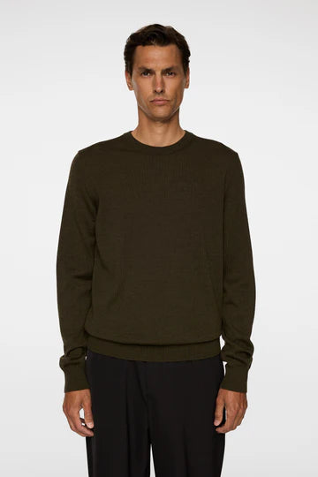 J.LINDEBERG - Keane Merino Crew Neck in Forest Green Melange