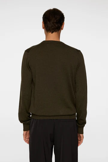 J.LINDEBERG - Keane Merino Crew Neck in Forest Green Melange