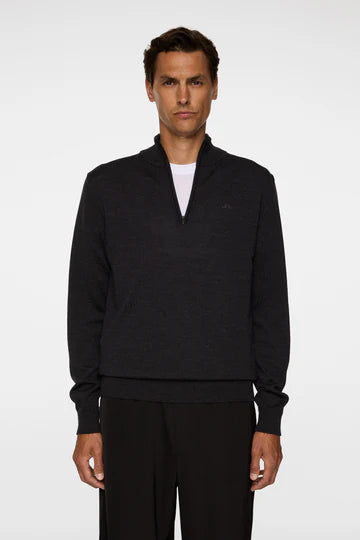 J.LINDEBERG - Kiyan Merino Quarter Zip in Dark Grey Melange