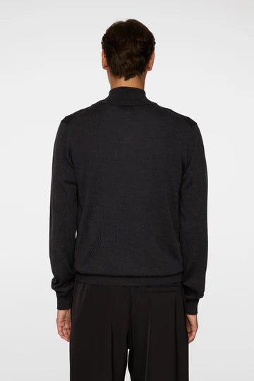J.LINDEBERG - Kiyan Merino Quarter Zip in Dark Grey Melange