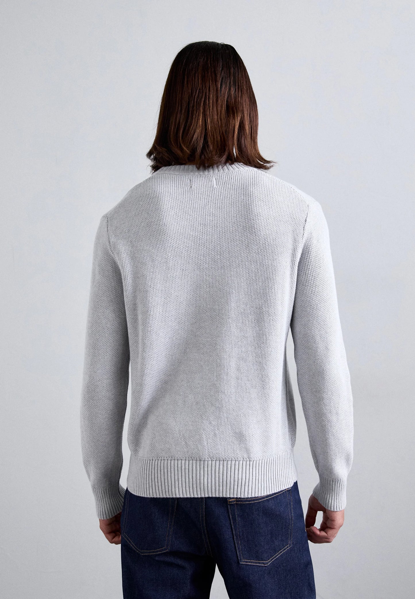 J.LINDEBERG - Oliver Structure Sweater in Light Grey Melange