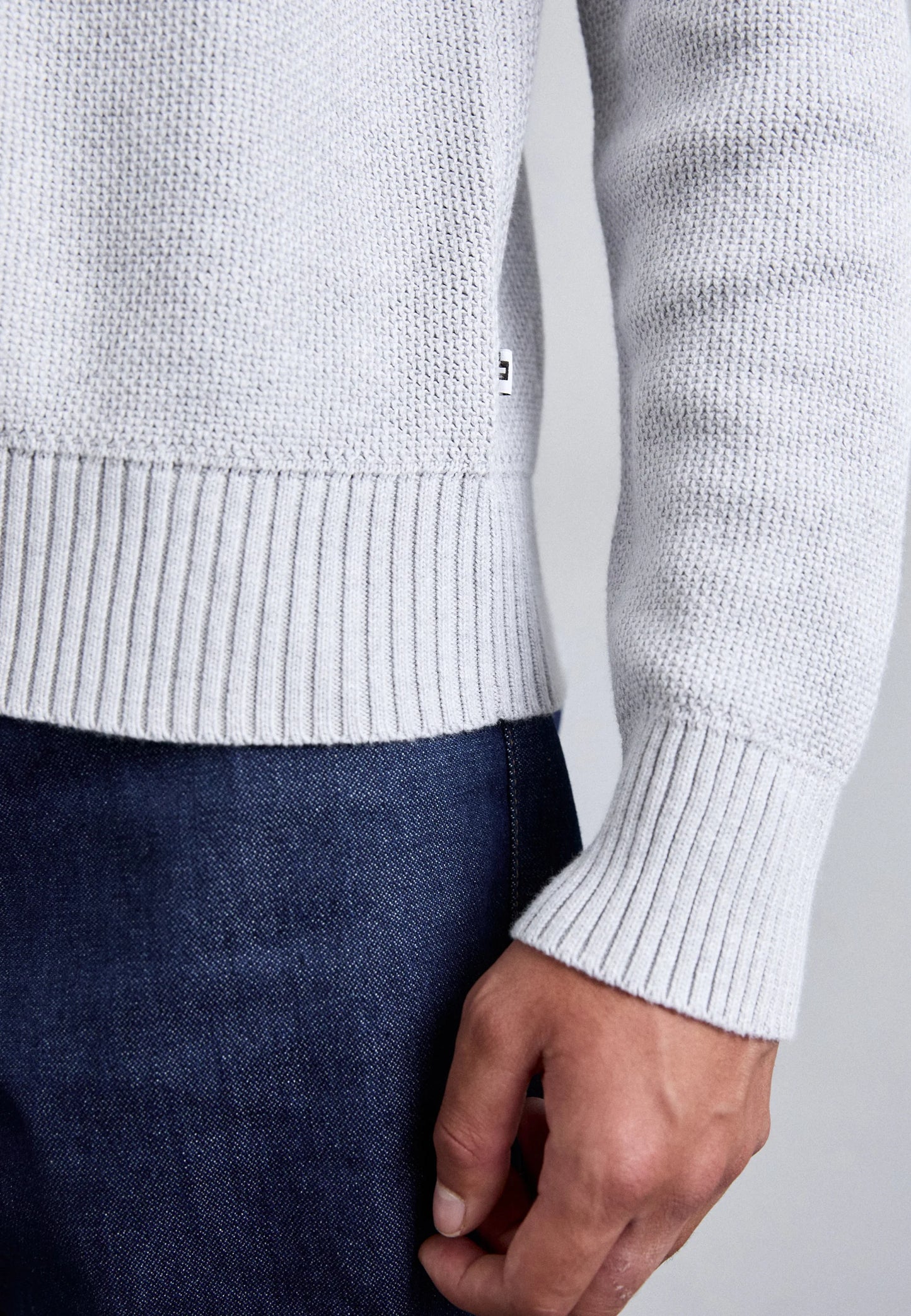 J.LINDEBERG - Oliver Structure Sweater in Light Grey Melange