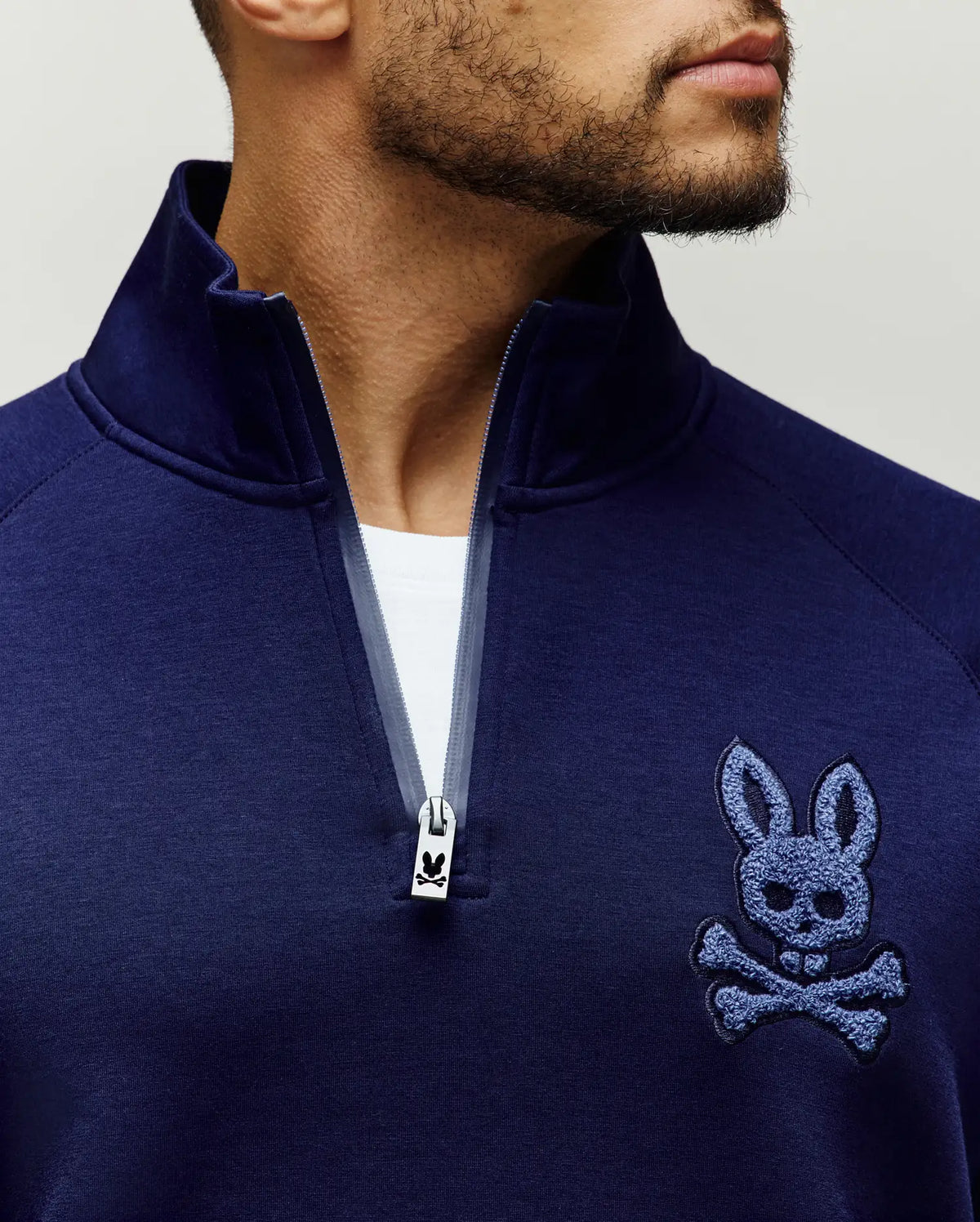 PSYCHO BUNNY - Tate 1/4 Zip Chenille Embroidered
