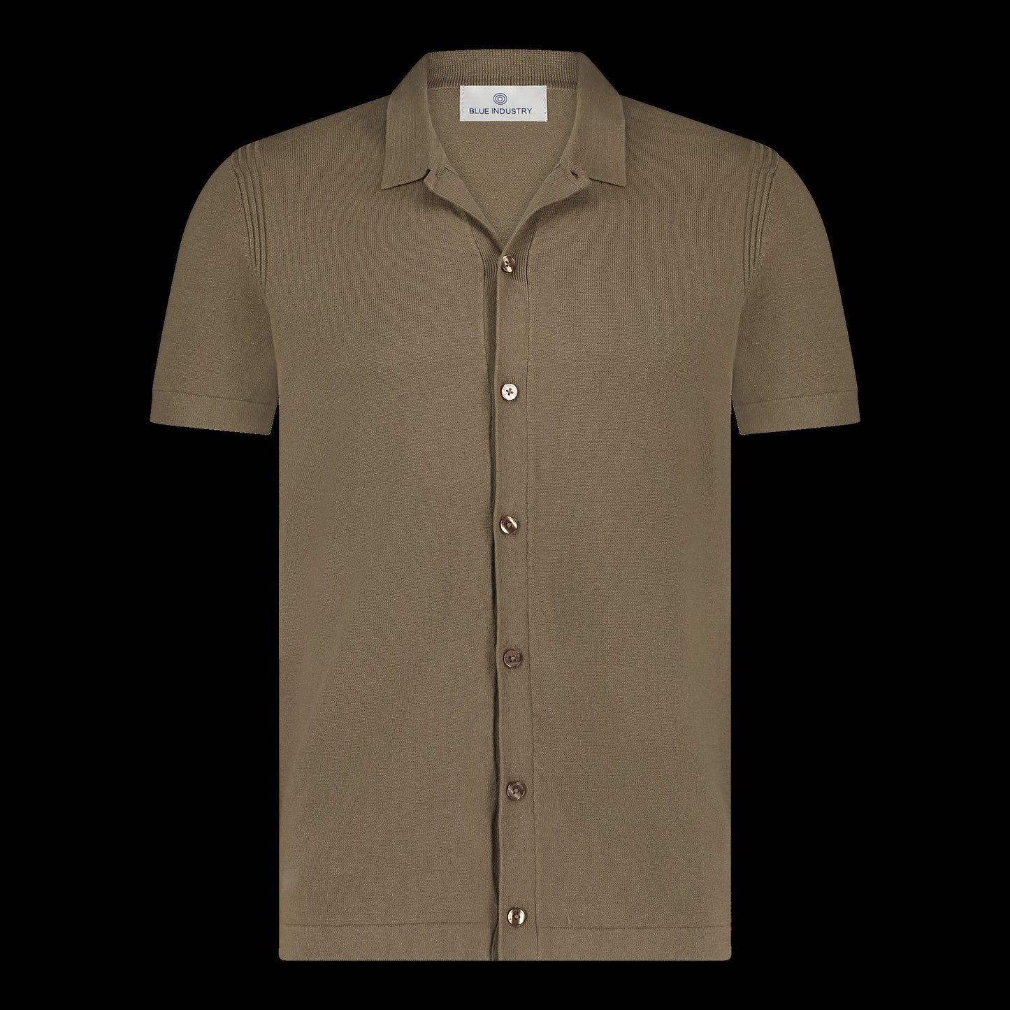 BLUE INDUSTRY - Knit Button Down Polo in Brown
