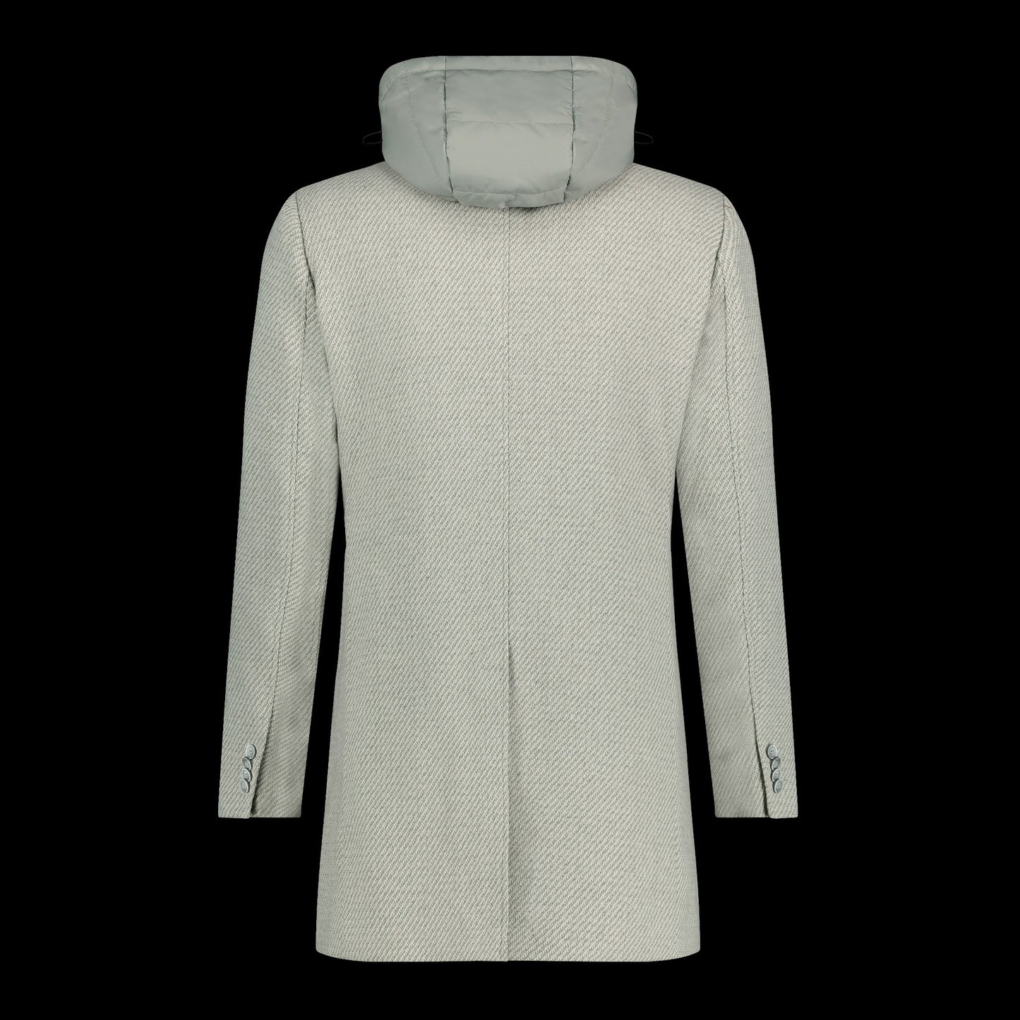 BLUE INDUSTRY - Wool Twill Coat With Removable Hood Inlay
