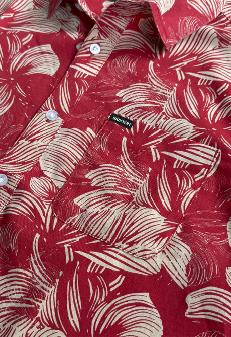 BRIXTON - Charter Print Short Sleeve Shirt in Casa Red/Oatmilk Floral