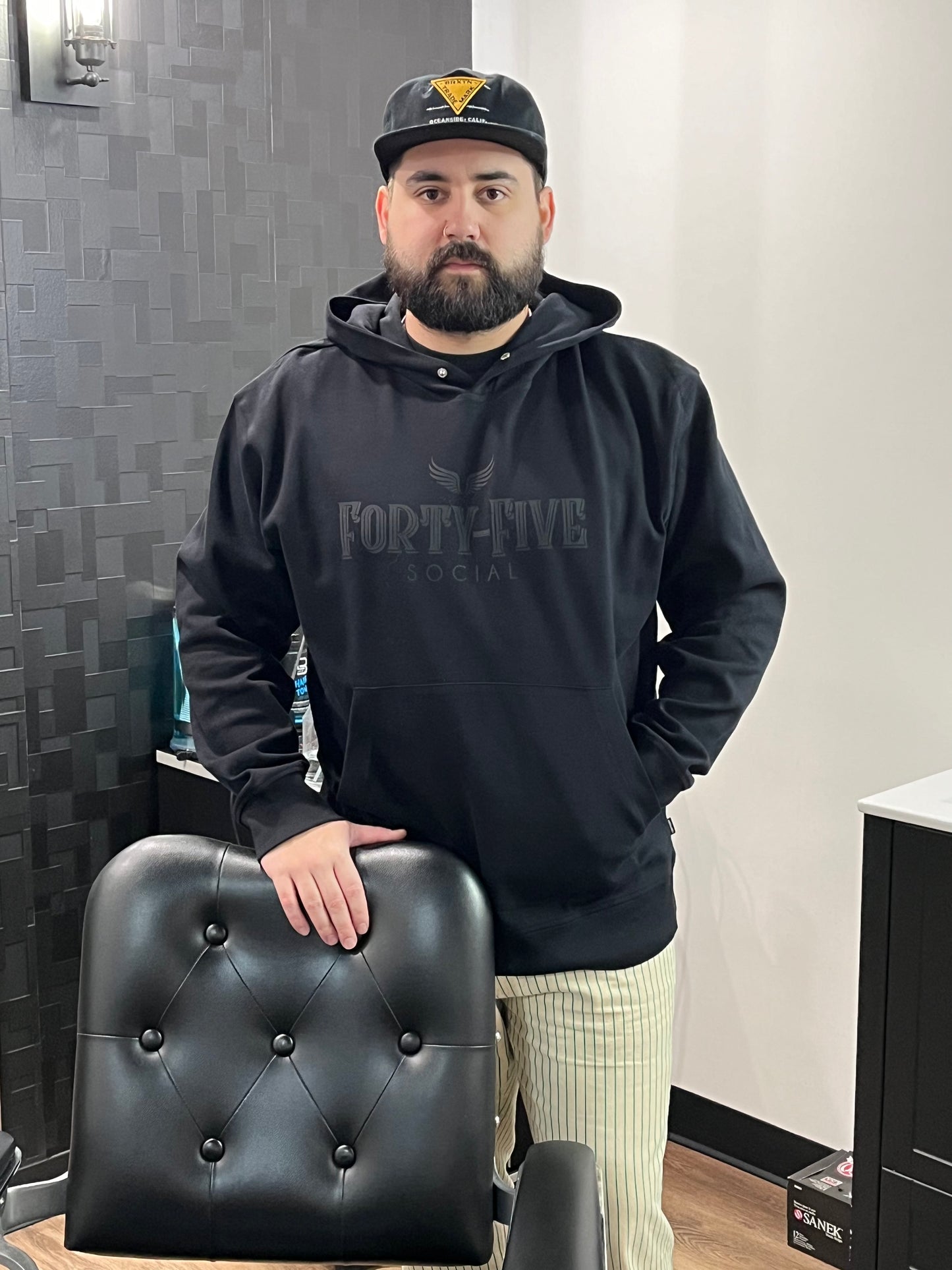 FORTY-FIVE SOCIAL - Relaxed Fit Hoodie - OG Font Tone on Tone