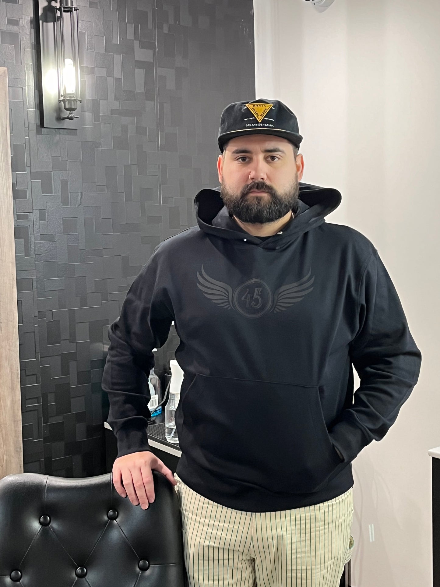 FORTY-FIVE SOCIAL - Relaxed Fit Hoodie - Tone on Tone Wing