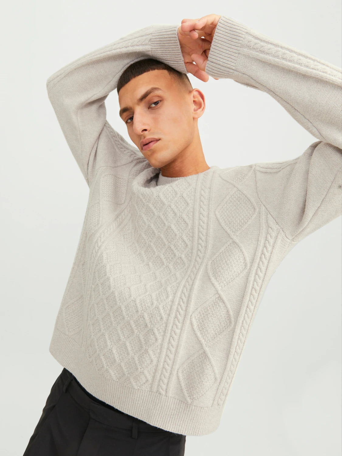 JACK & JONES - Villeray Cable Knit Crew Neck Sweater