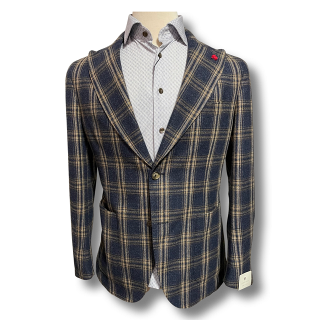 JERRY KEY - Bold Plaid Patch Pocket Peak Lapel Blazer