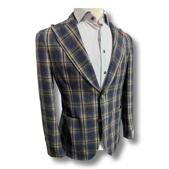 JERRY KEY - Bold Plaid Patch Pocket Peak Lapel Blazer