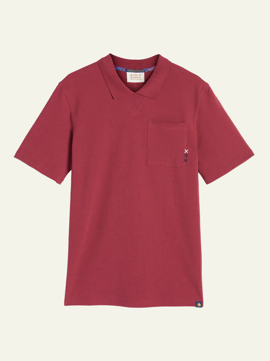 SCOTCH & SODA - Chest Pocket Polo in Red Urchin