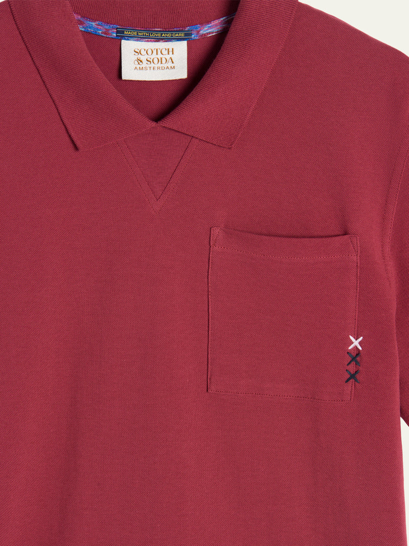 SCOTCH & SODA - Chest Pocket Polo in Red Urchin