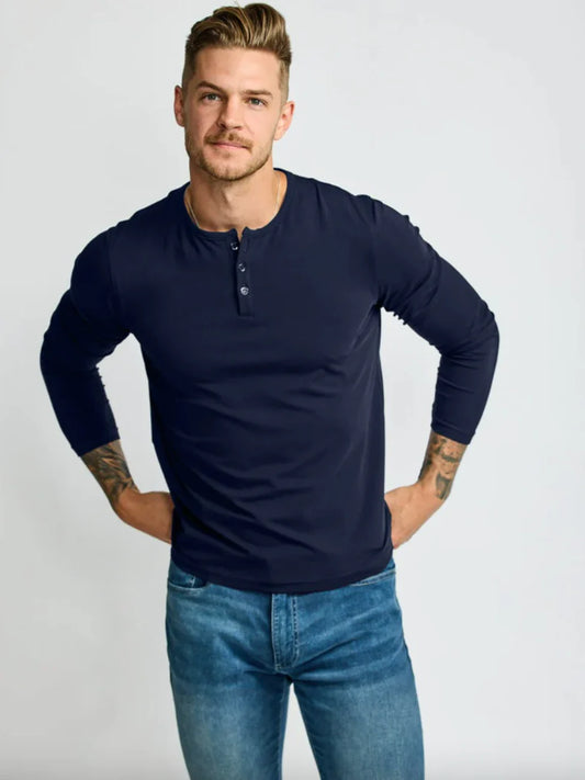 EASY MONDAYS - LS Henley Tee in Navy