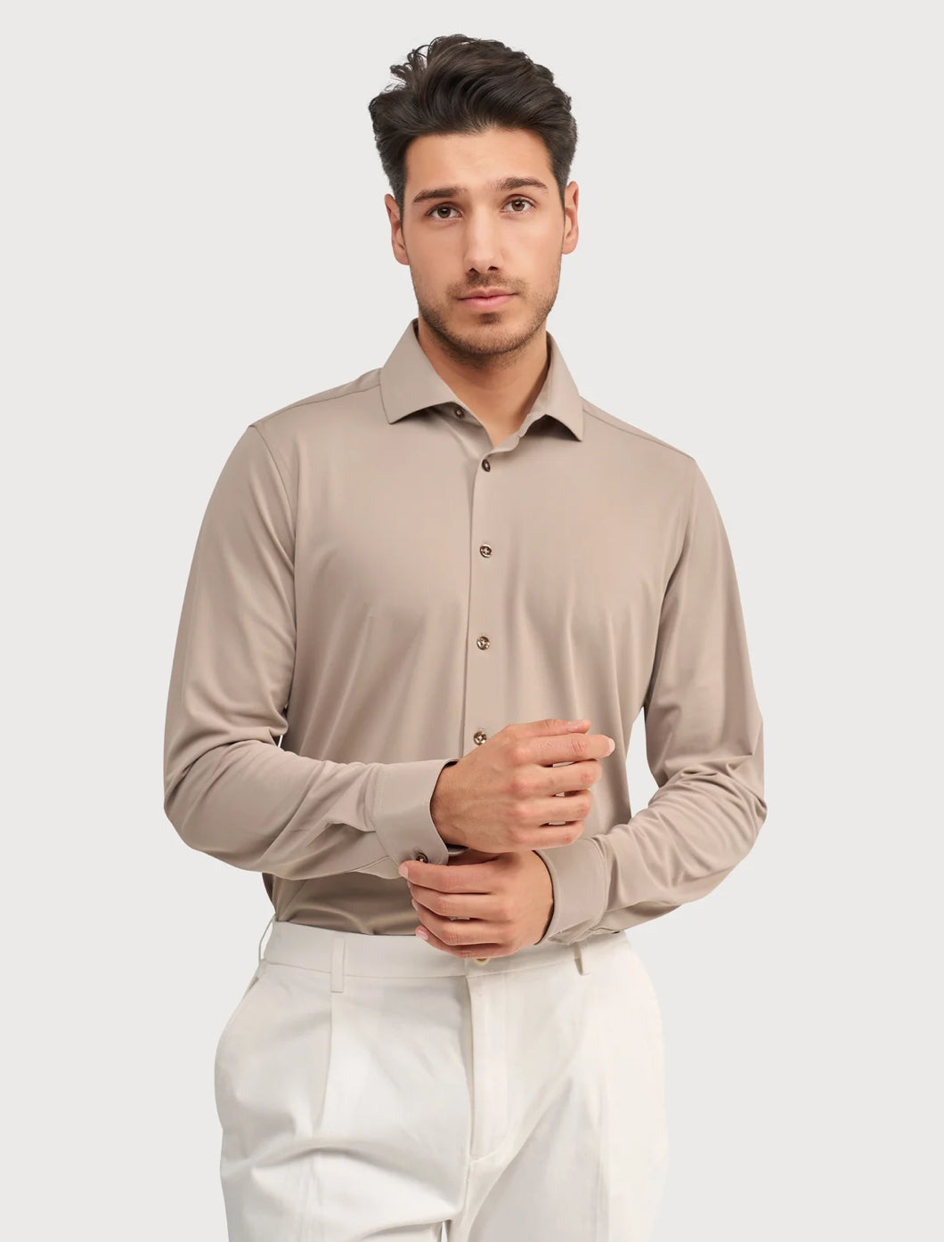 BLUE INDUSTRY - Stretch Luxe Shirt in Taupe