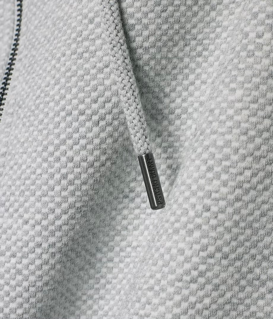 PSYCHO BUNNY - Marc Textured Full Zip Hoodie (Heather Stone)