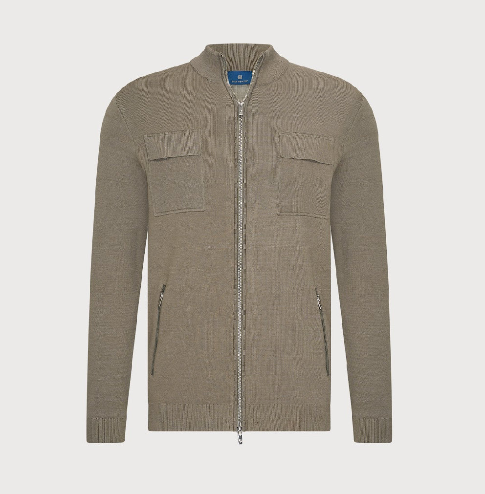 BLUE INDUSTRY - Zip Knit Cardigan in Rock