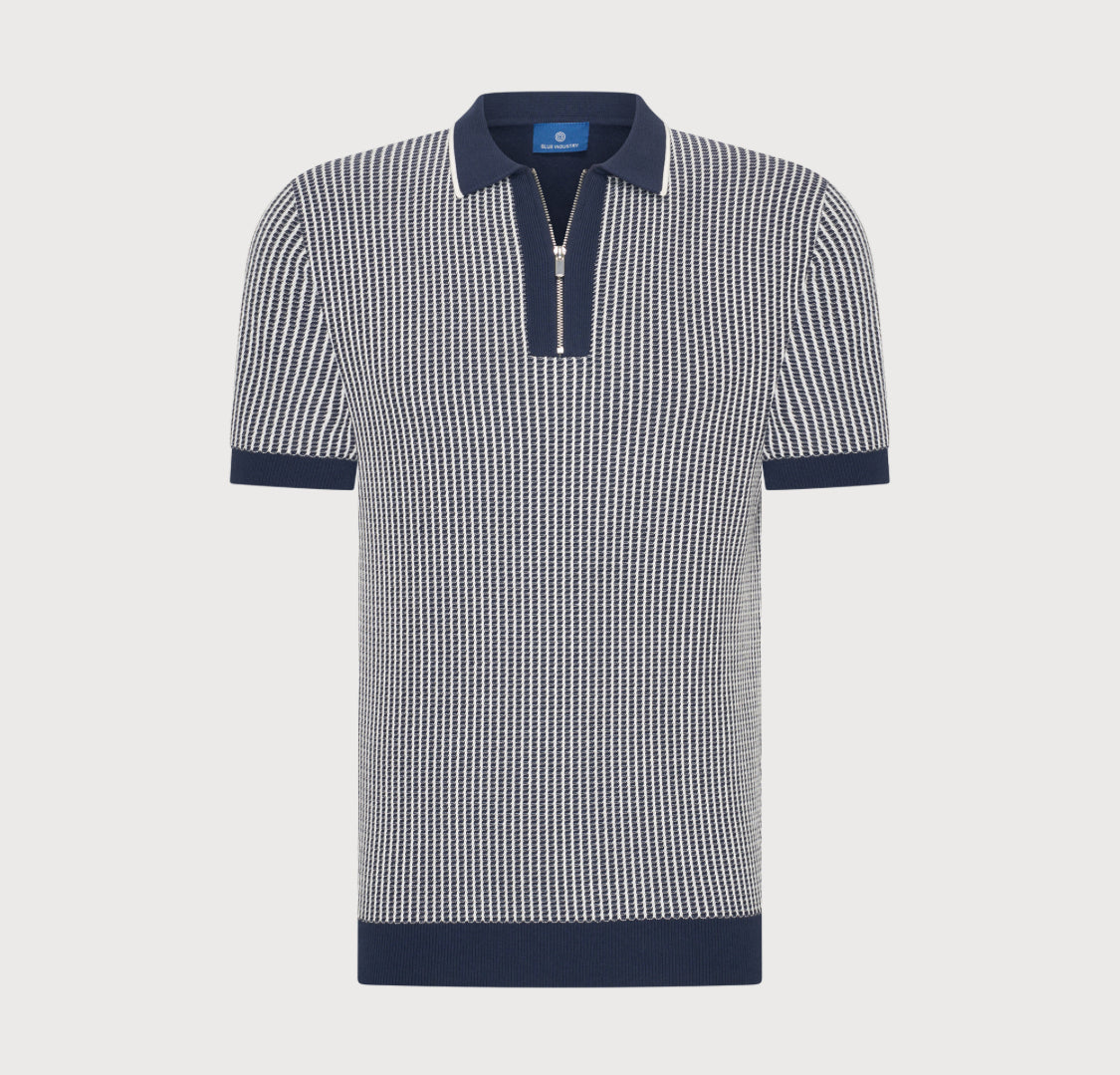BLUE INDUSTRY - Knit Polo Zip in Navy - KBIS26-M21