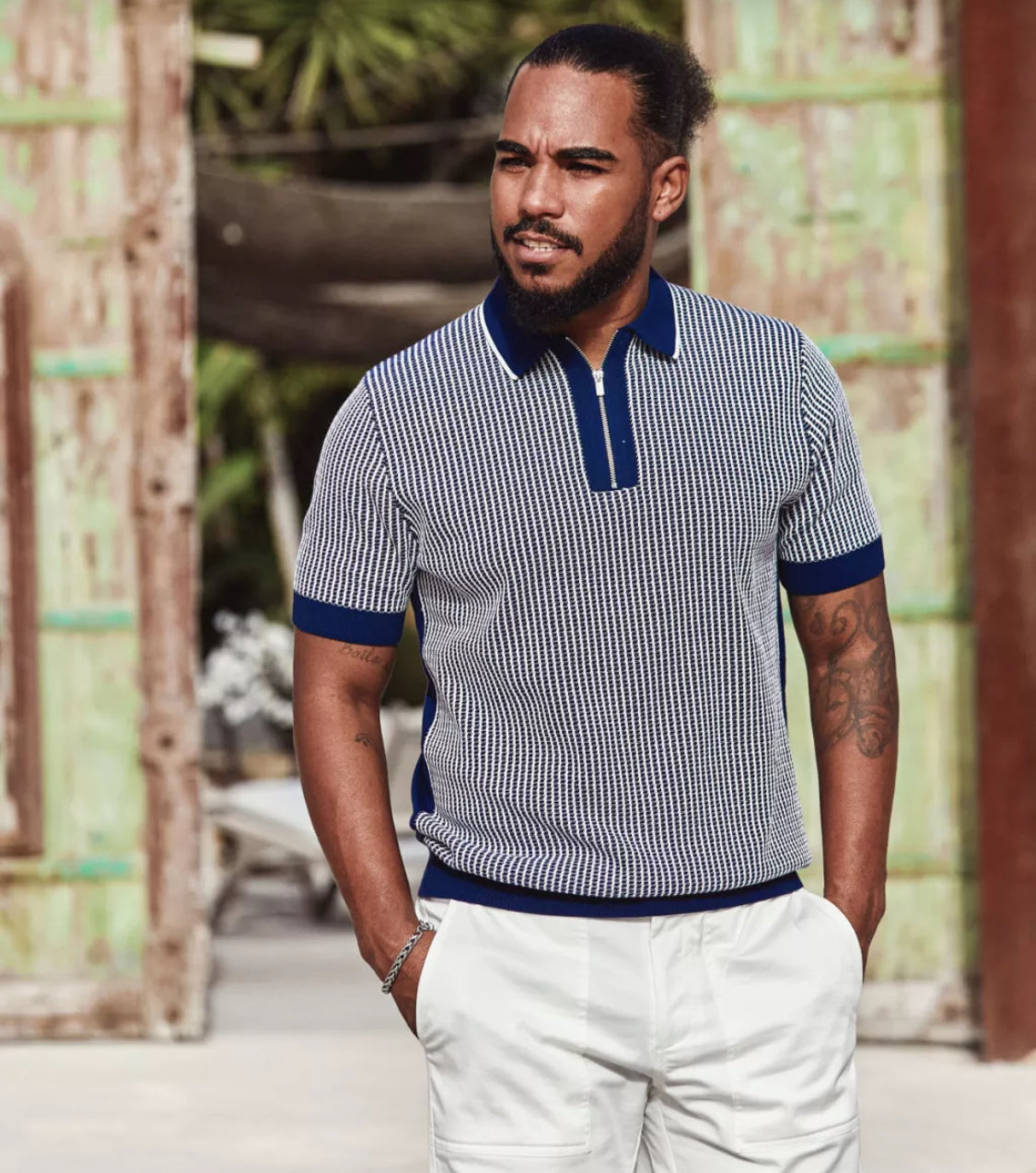 BLUE INDUSTRY - Knit Polo Zip in Navy - KBIS26-M21