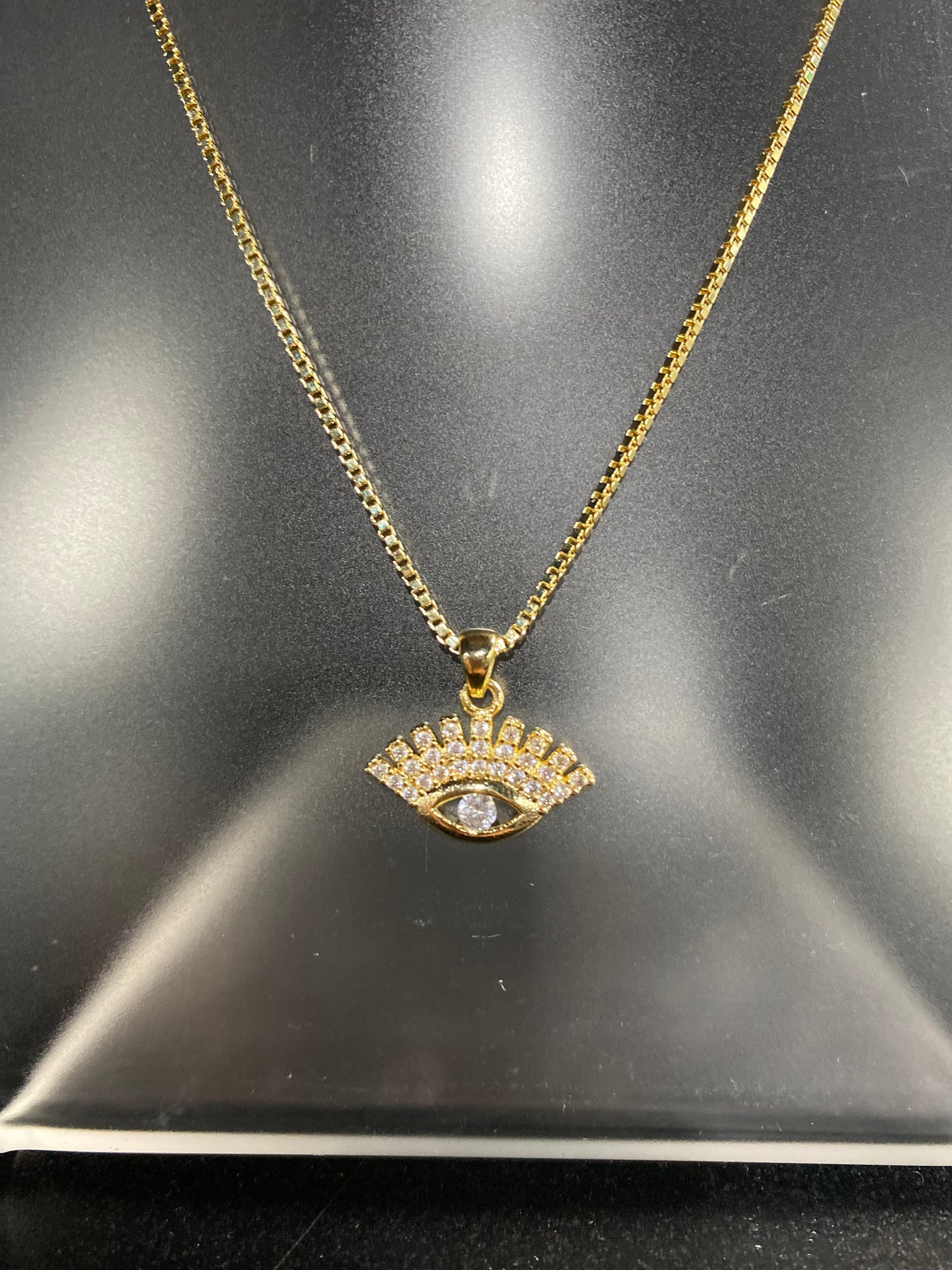 18K Gold Filled - Cubic Zirconia Evil Eye Necklace