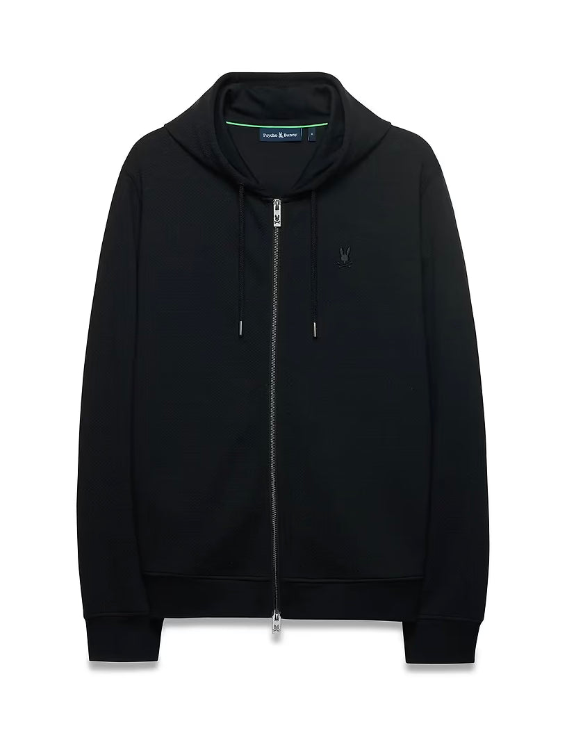 PSYCHO BUNNY - Marc Textured Full Zip Hoodie (Black)