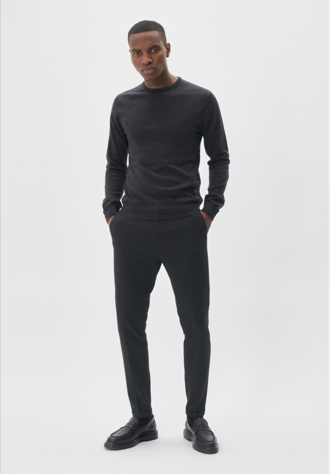 MATINIQUE - Margrate Merino Pullover in Dark Grey Melange