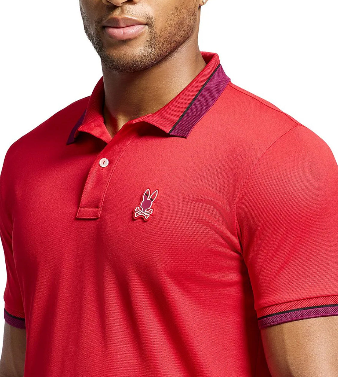 PSYCHO BUNNY - Stratton Sport Pique Polo in Brilliant Red