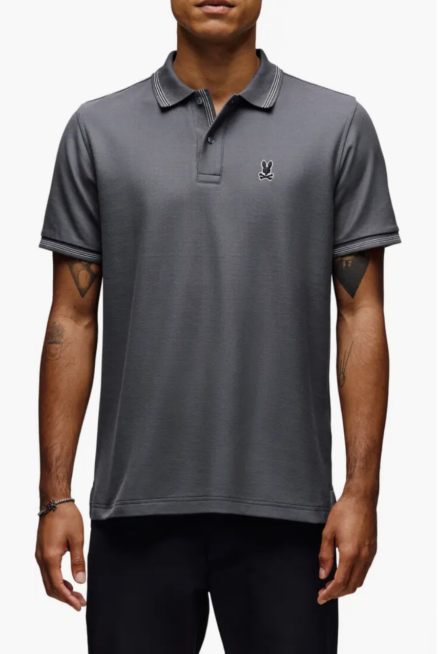 PSYCHO BUNNY - Hart Pique Polo in Blackened Pearl