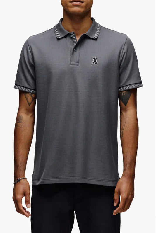 PSYCHO BUNNY - Hart Pique Polo in Blackened Pearl