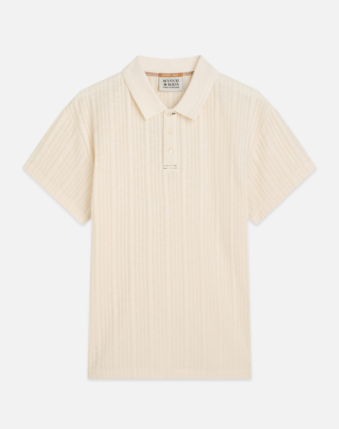 SCOTCH & SODA - Structured Ribbed Relaxed Fit Polo in Eggnog