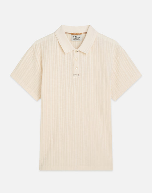 SCOTCH & SODA - Structured Ribbed Relaxed Fit Polo in Eggnog