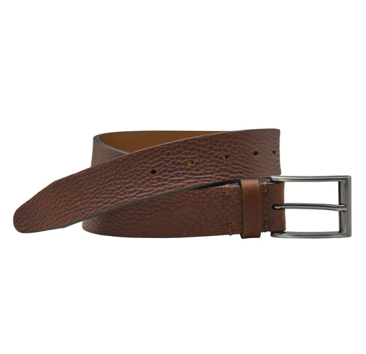 JOHNSTON & MURPHY - Soft Pebbled Belt in Brown